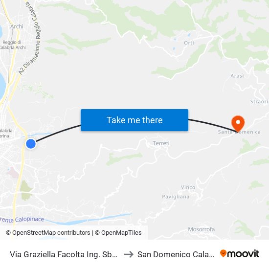 Via Graziella  Facolta Ing. Sbarre Mo-Ma to San Domenico Calabria Italy map