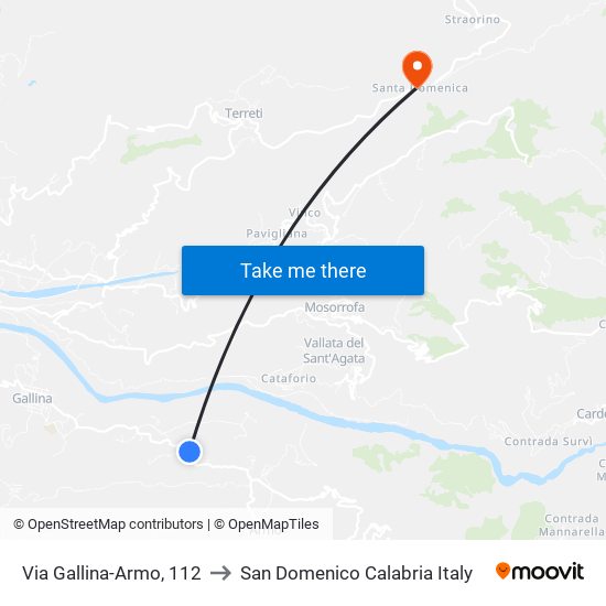 Via Gallina-Armo, 112 to San Domenico Calabria Italy map