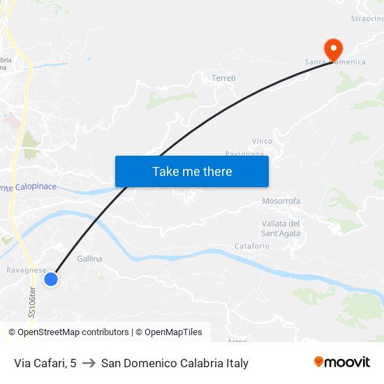 Via Cafari, 5 to San Domenico Calabria Italy map