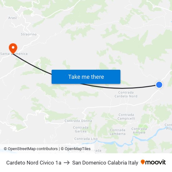 Cardeto Nord Civico 1a to San Domenico Calabria Italy map