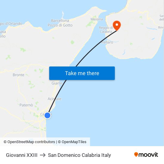 Giovanni XXIII to San Domenico Calabria Italy map
