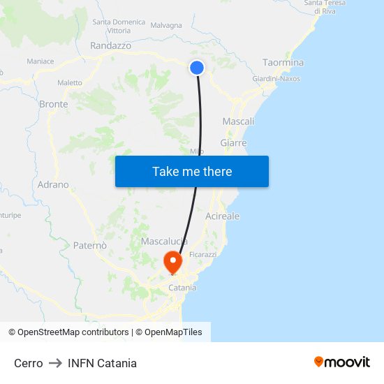 Cerro to INFN Catania map