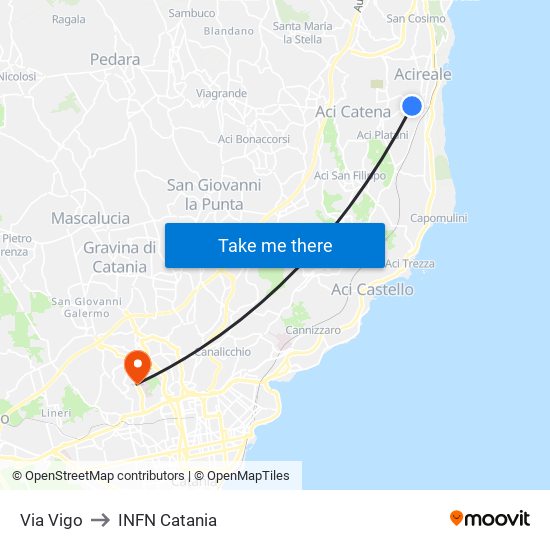 Via Vigo to INFN Catania map