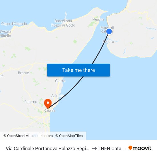Via Cardinale Portanova  Palazzo Regione to INFN Catania map