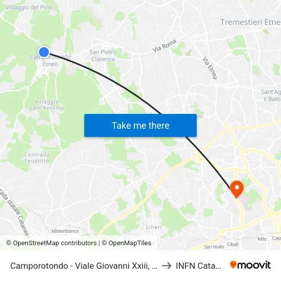 Camporotondo - Viale Giovanni Xxiii, 33 to INFN Catania map