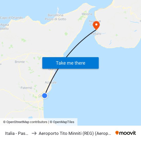 Italia - Pasubio Nord to Aeroporto Tito Minniti (REG) (Aeroporto di Reggio di Calabria) map