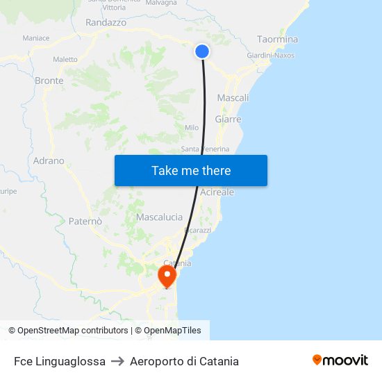 Fce Linguaglossa to Aeroporto di Catania map