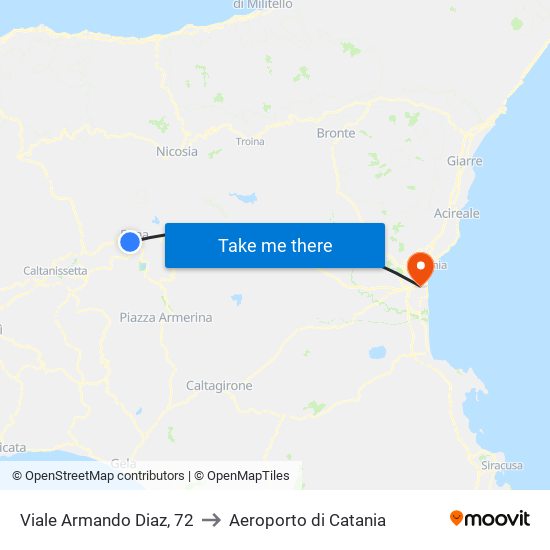 Viale Armando Diaz, 72 to Aeroporto di Catania map