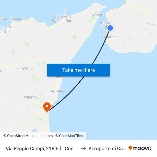 Via Reggio Campi, 218  Edil Condera S/N to Aeroporto di Catania map