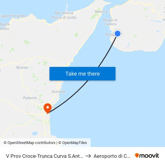 V Prov Croce-Trunca  Curva S.Antonio S/N to Aeroporto di Catania map