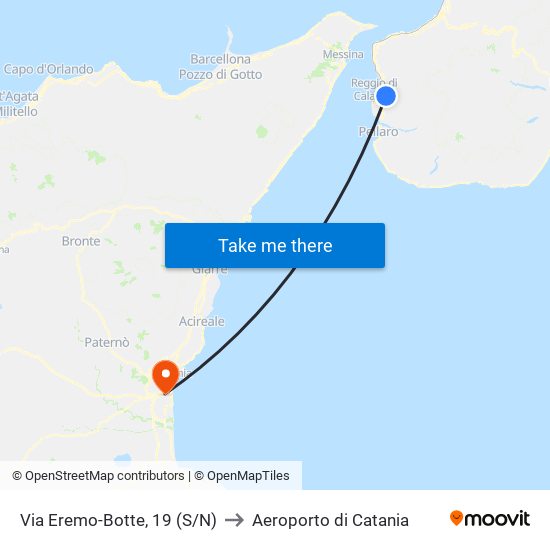 Via Eremo-Botte, 19  (S/N) to Aeroporto di Catania map