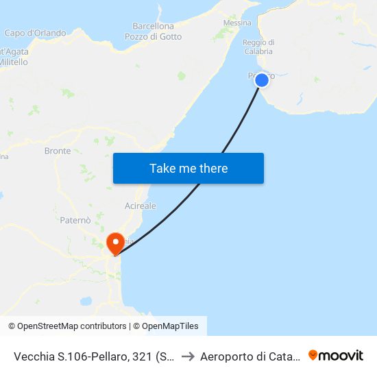 Vecchia S.106-Pellaro, 321 (S/N) to Aeroporto di Catania map