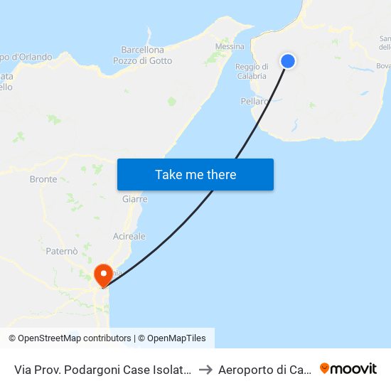 Via Prov. Podargoni  Case Isolate (S/N) to Aeroporto di Catania map