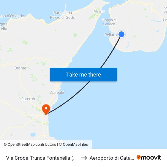 Via Croce-Trunca  Fontanella (S/N) to Aeroporto di Catania map