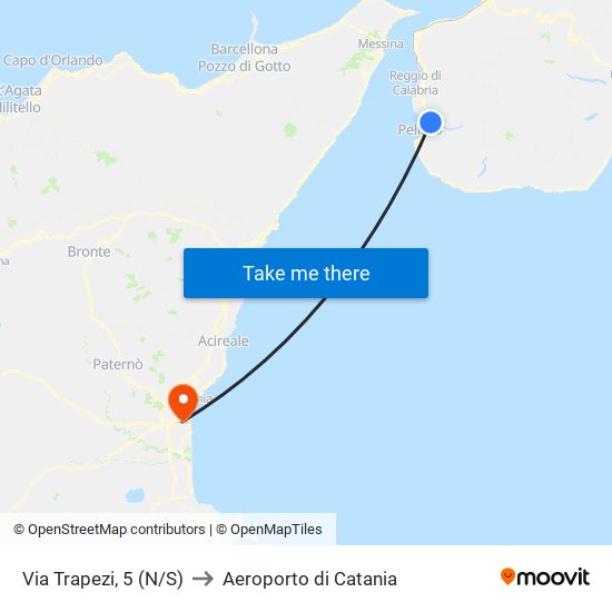 Via Trapezi, 5  (N/S) to Aeroporto di Catania map