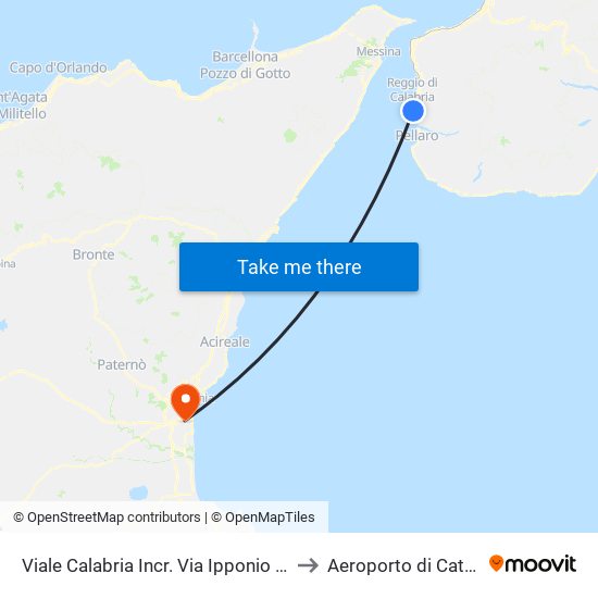 Viale Calabria  Incr. Via Ipponio (S/N) to Aeroporto di Catania map