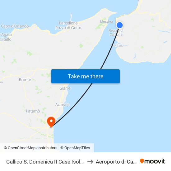 Gallico S. Domenica II Case Isolate N/S to Aeroporto di Catania map