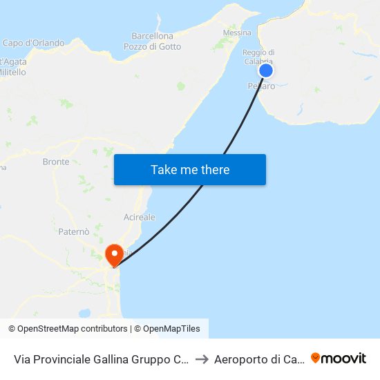 Via Provinciale Gallina  Gruppo Case N/S to Aeroporto di Catania map