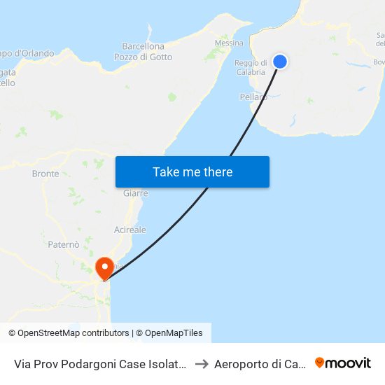 Via Prov Podargoni  Case Isolate (N/S) to Aeroporto di Catania map