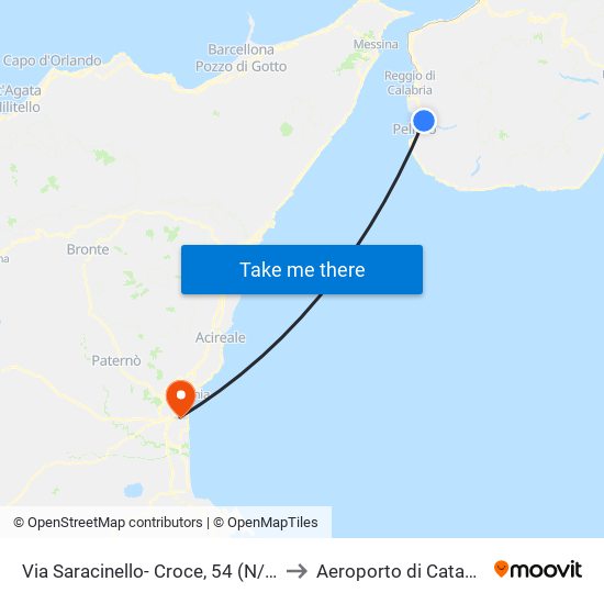 Via Saracinello- Croce, 54 (N/S) to Aeroporto di Catania map