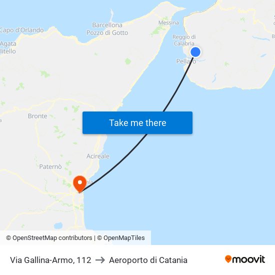 Via Gallina-Armo, 112 to Aeroporto di Catania map