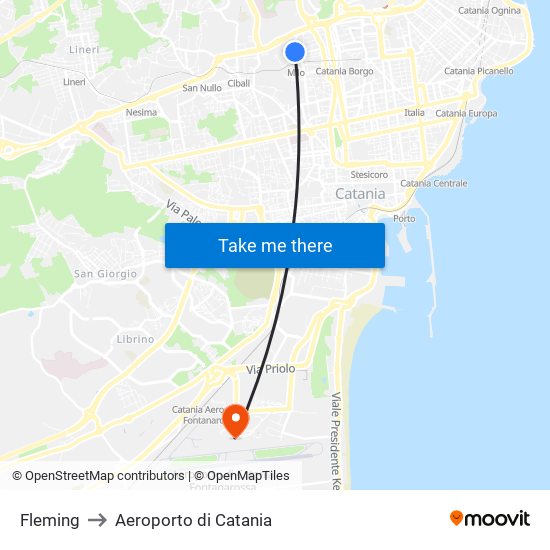 Fleming to Aeroporto di Catania map