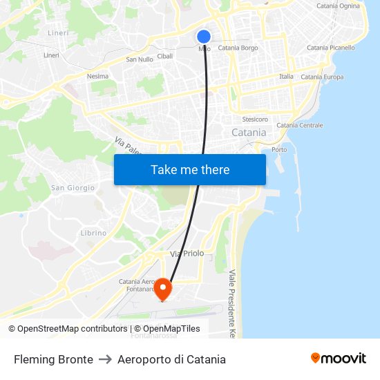 Fleming Bronte to Aeroporto di Catania map
