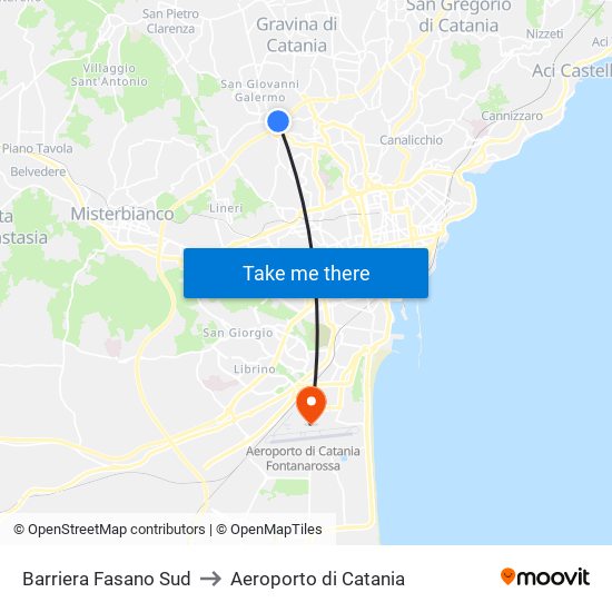 Barriera Fasano Sud to Aeroporto di Catania map
