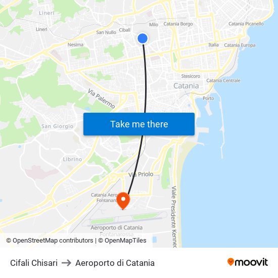 Cifali Chisari to Aeroporto di Catania map