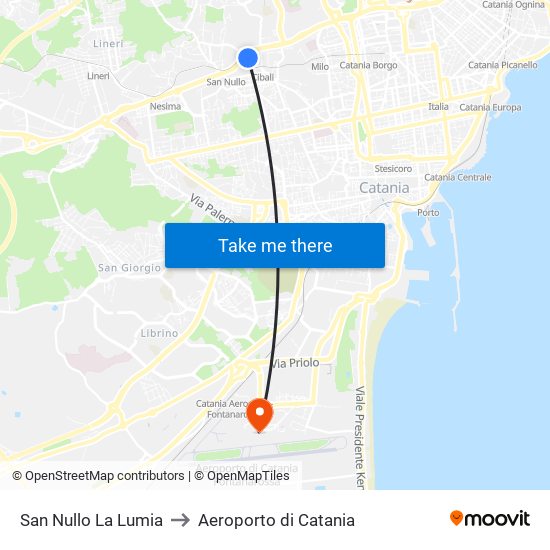 San Nullo La Lumia to Aeroporto di Catania map
