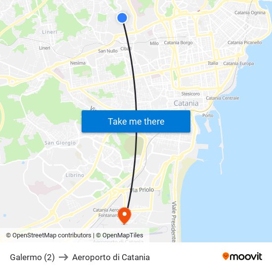 Galermo (2) to Aeroporto di Catania map