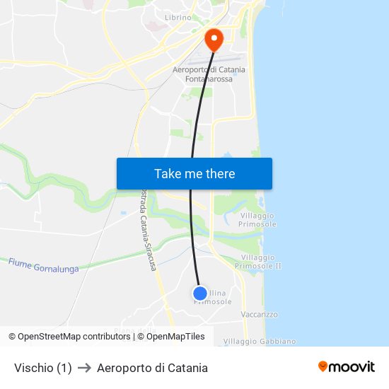 Vischio (1) to Aeroporto di Catania map