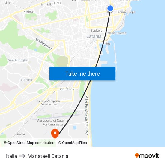 Italia to Maristaeli Catania map