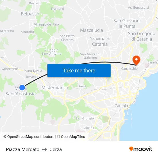 Piazza Mercato to Cerza map