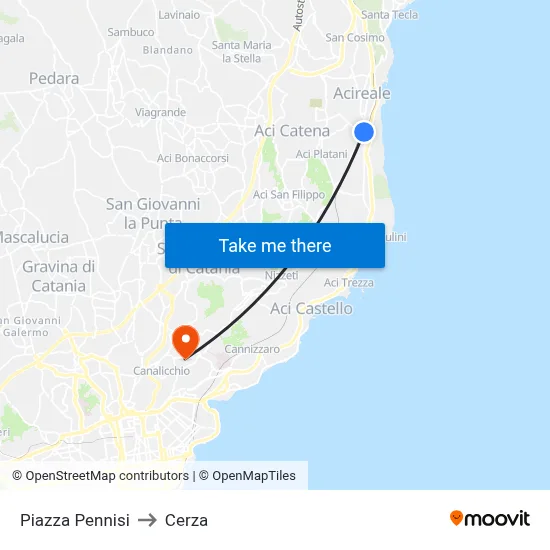 Pennisi Square to Cerza map