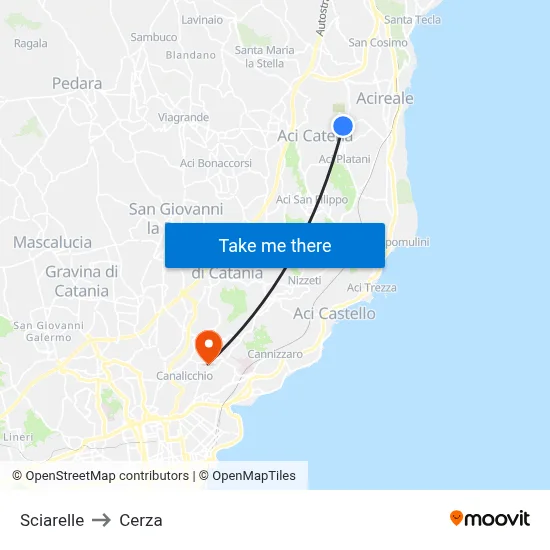Sciarelle to Cerza map