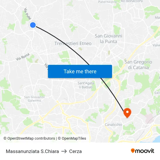 Massanunziata S.Chiara to Cerza map
