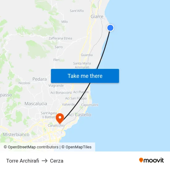 Torre Archirafi to Cerza map