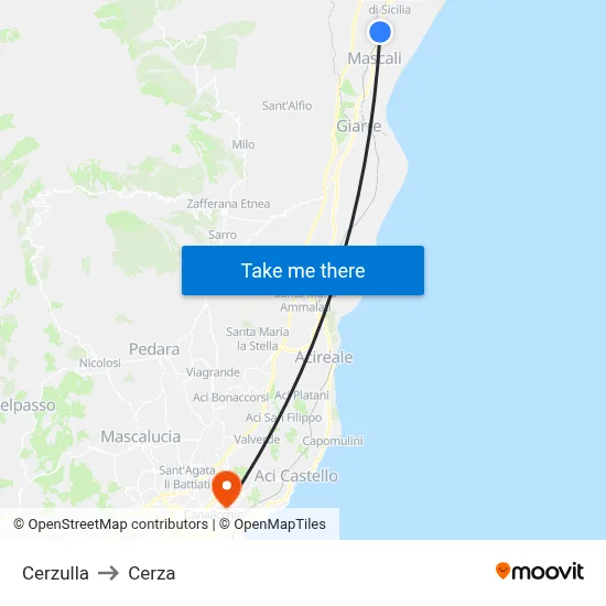 Cerzulla to Cerza map