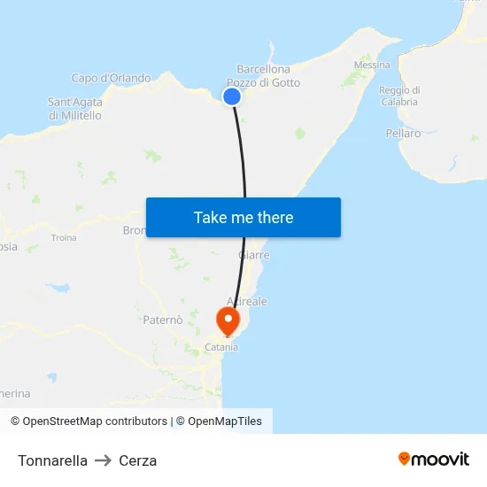 Tonnarella to Cerza map