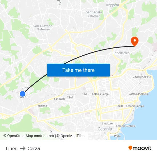 Lineri to Cerza map