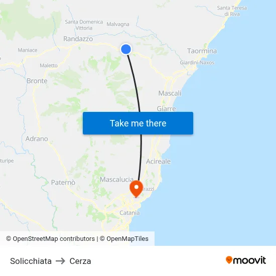 Solicchiata to Cerza map