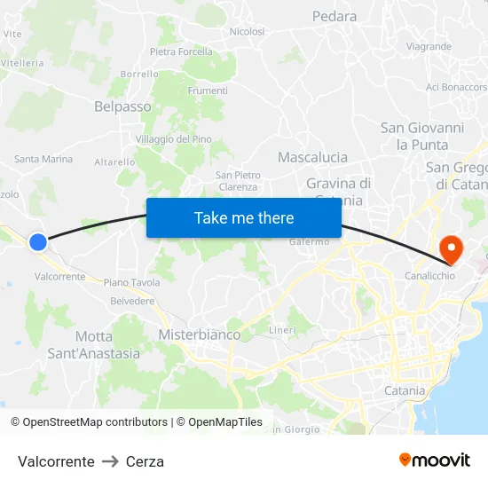 Valcorrente to Cerza map