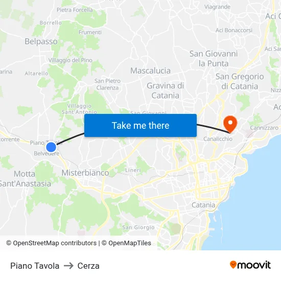 Piano Tavola to Cerza map
