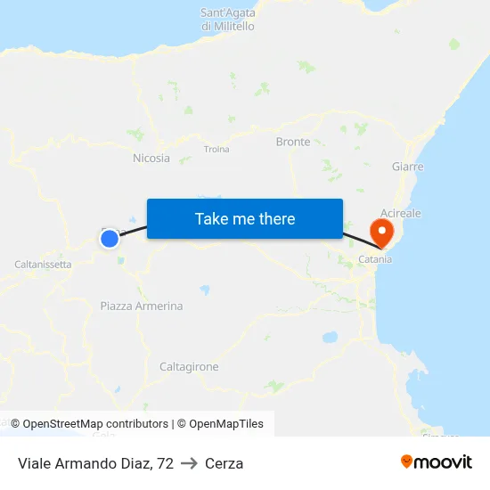 Viale Armando Diaz, 72 to Cerza map