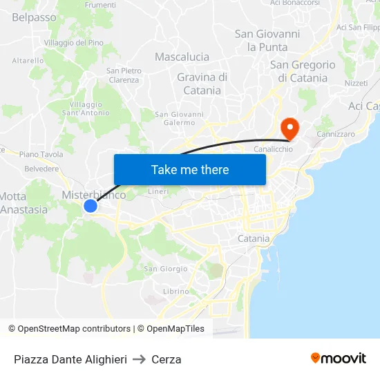 Piazza Dante Alighieri to Cerza map