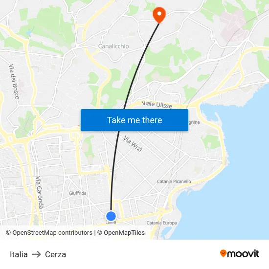 Italia to Cerza map