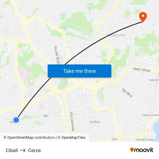 Cibali to Cerza map