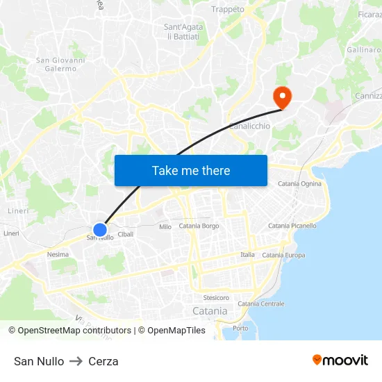 San Nullo to Cerza map