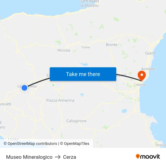 Museo Mineralogico to Cerza map